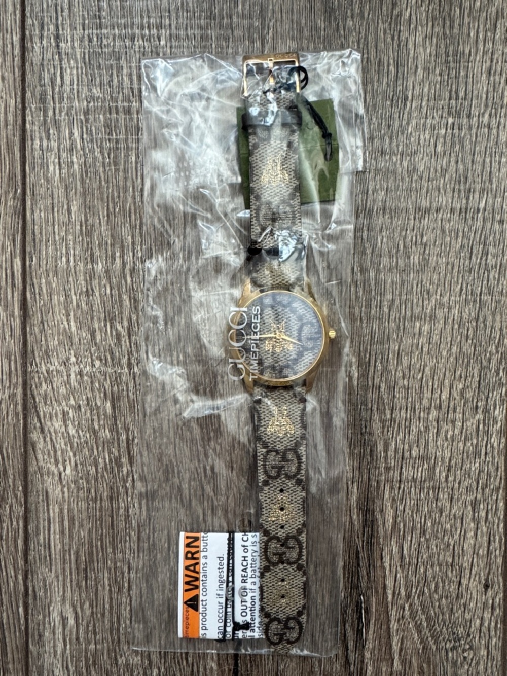 Gucci Gold-Tone Case Brown & Beige Monogram Canvas Men's Watch - Picture 8 of 10